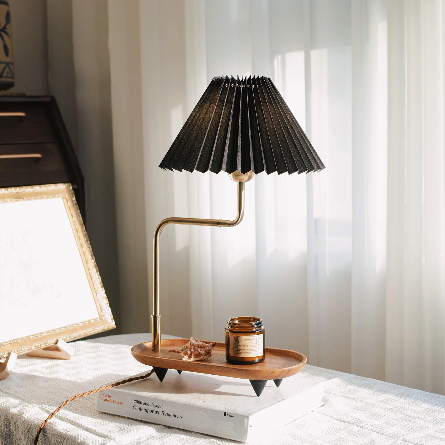 Teldes Wooden Fabric Vintage Table Lamp-Neutral Decor