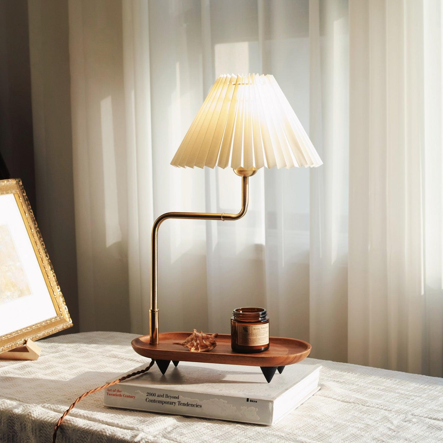 Teldes Wooden Fabric Vintage Table Lamp-Neutral Decor