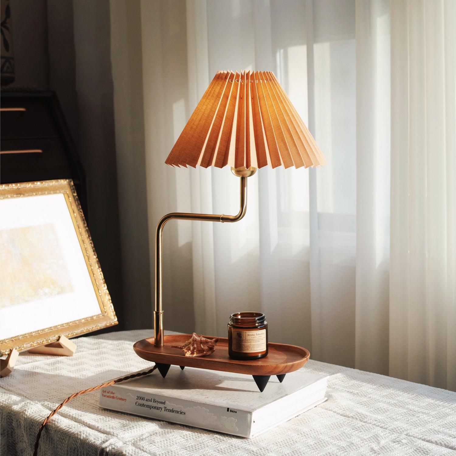 Teldes Wooden Fabric Vintage Table Lamp-Neutral Decor