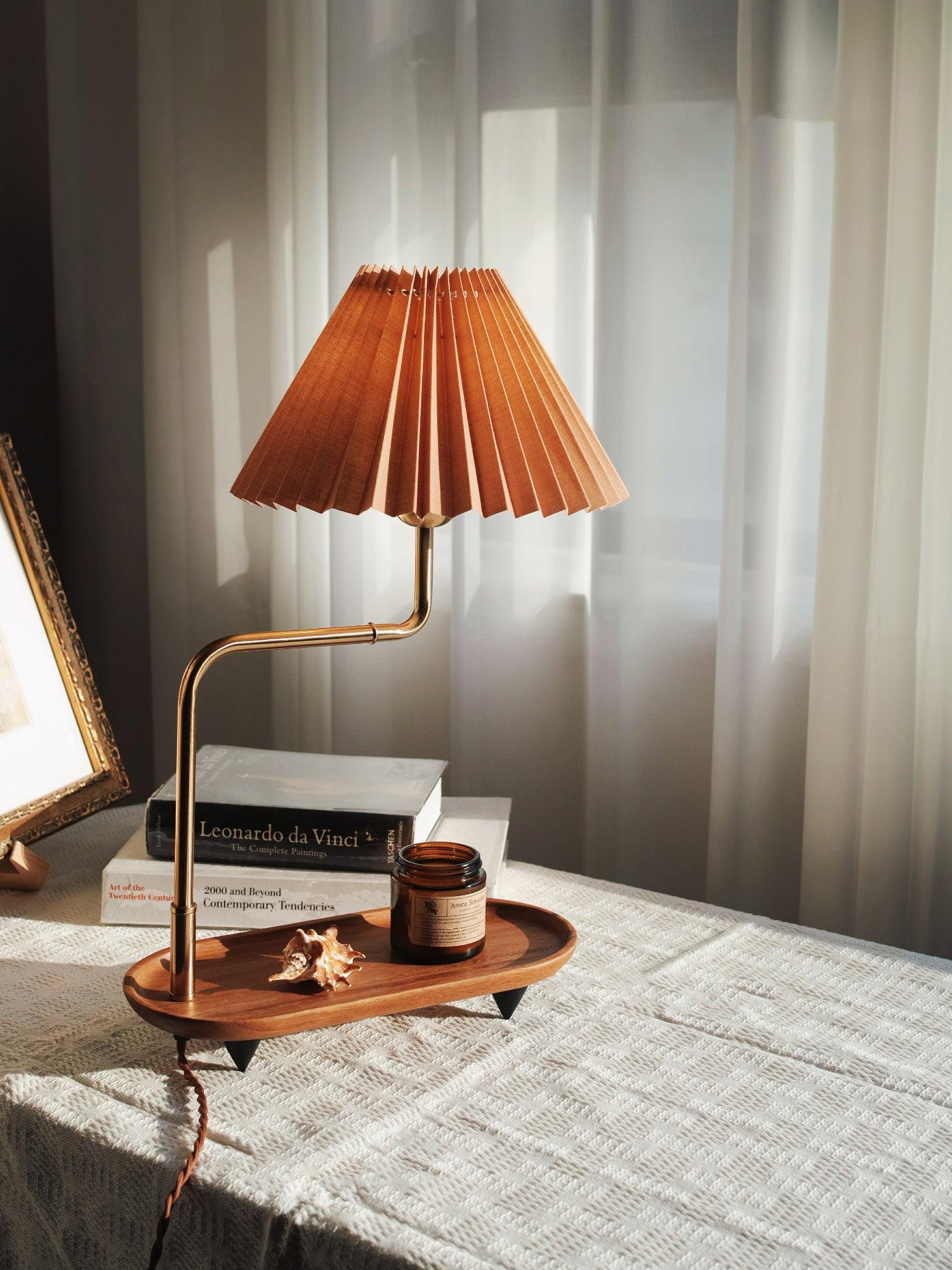 Teldes Wooden Fabric Vintage Table Lamp-Neutral Decor