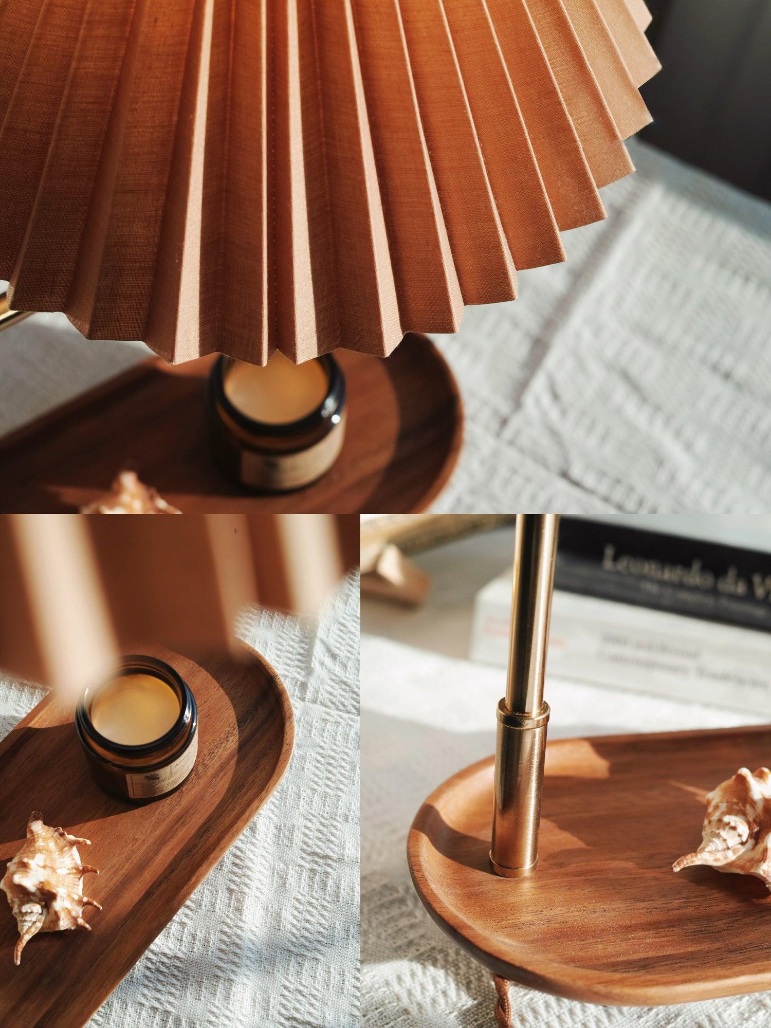 Teldes Wooden Fabric Vintage Table Lamp-Neutral Decor