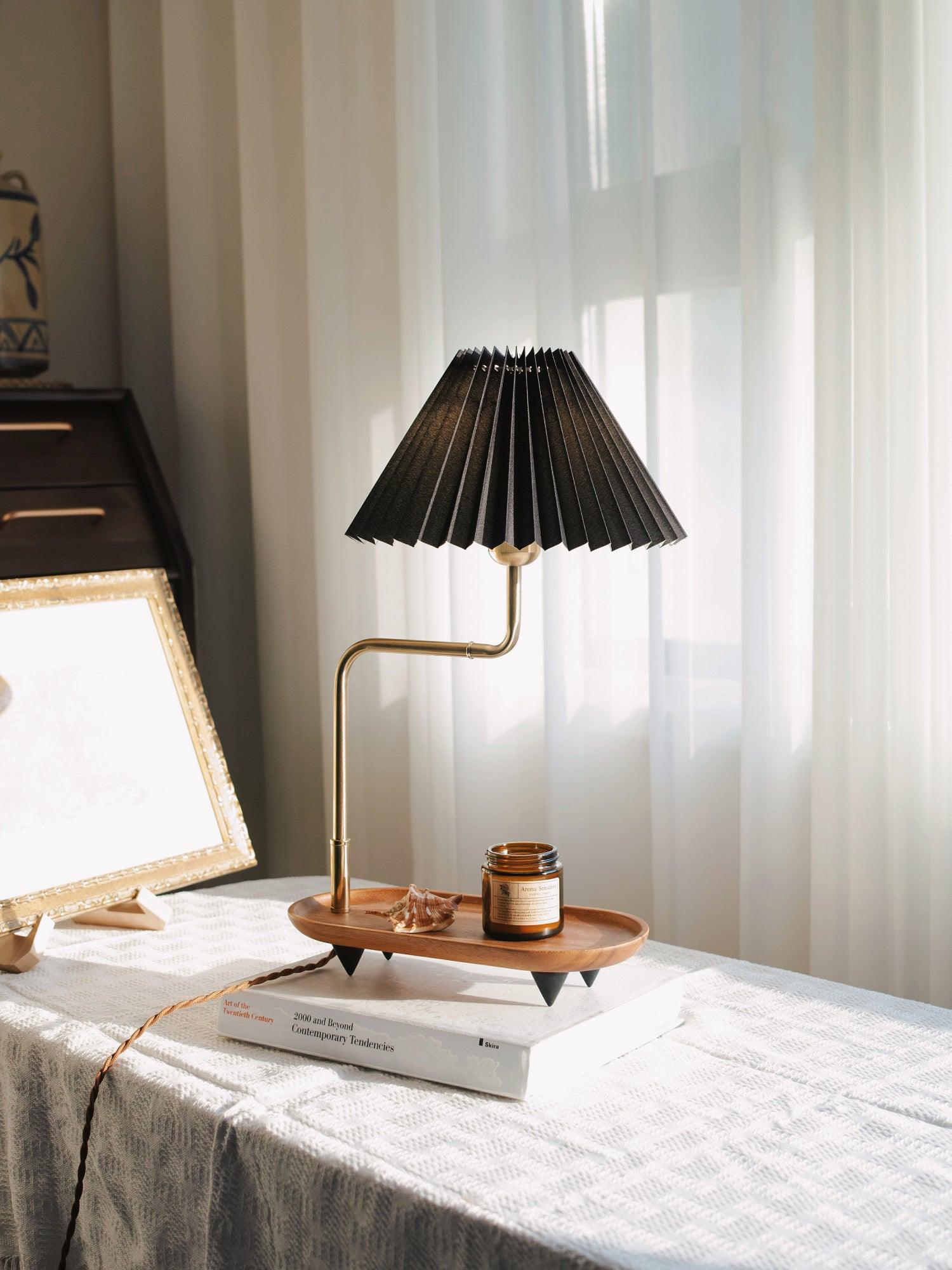 Teldes Wooden Fabric Vintage Table Lamp-Neutral Decor