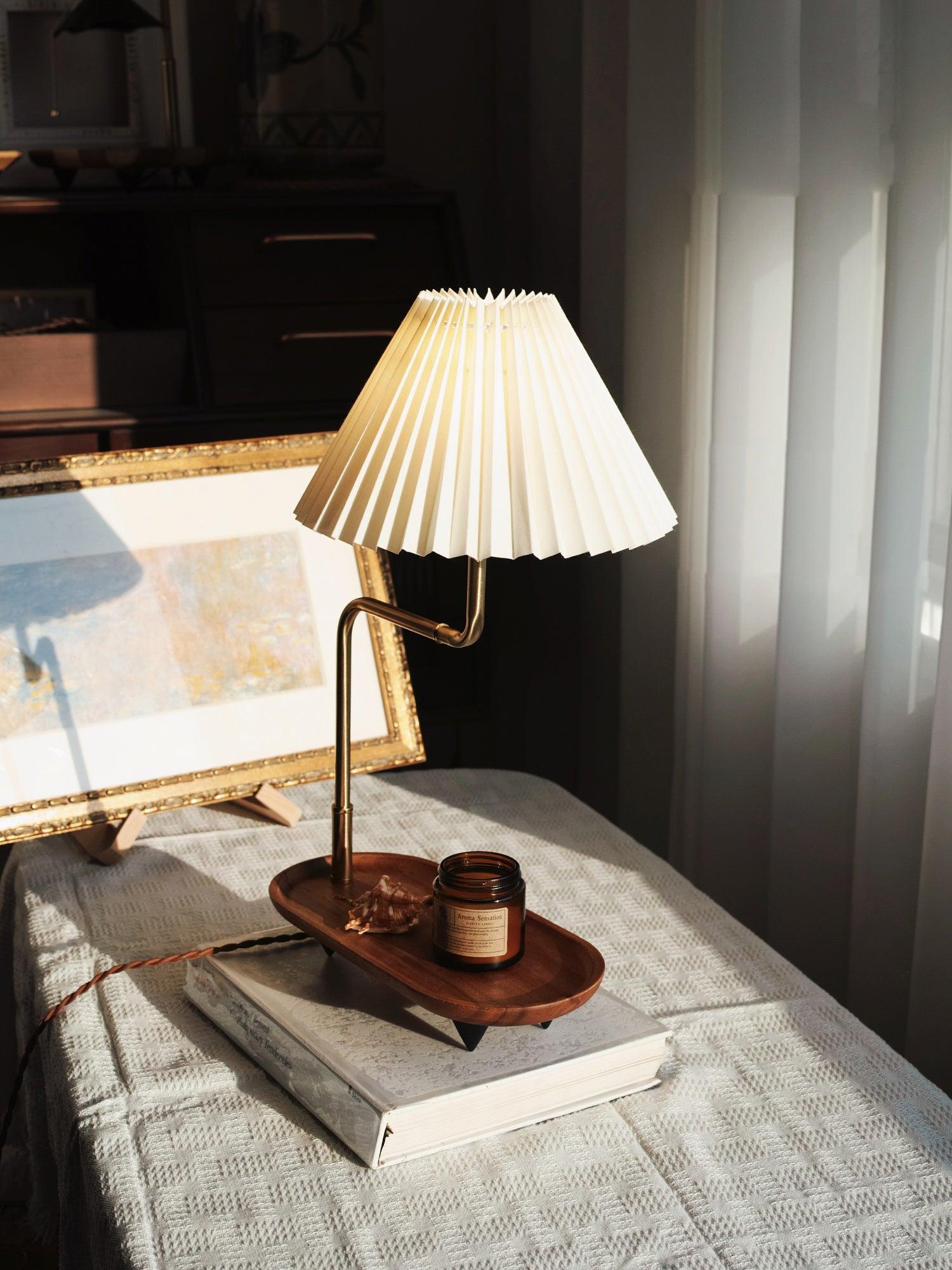 Teldes Wooden Fabric Vintage Table Lamp-Neutral Decor
