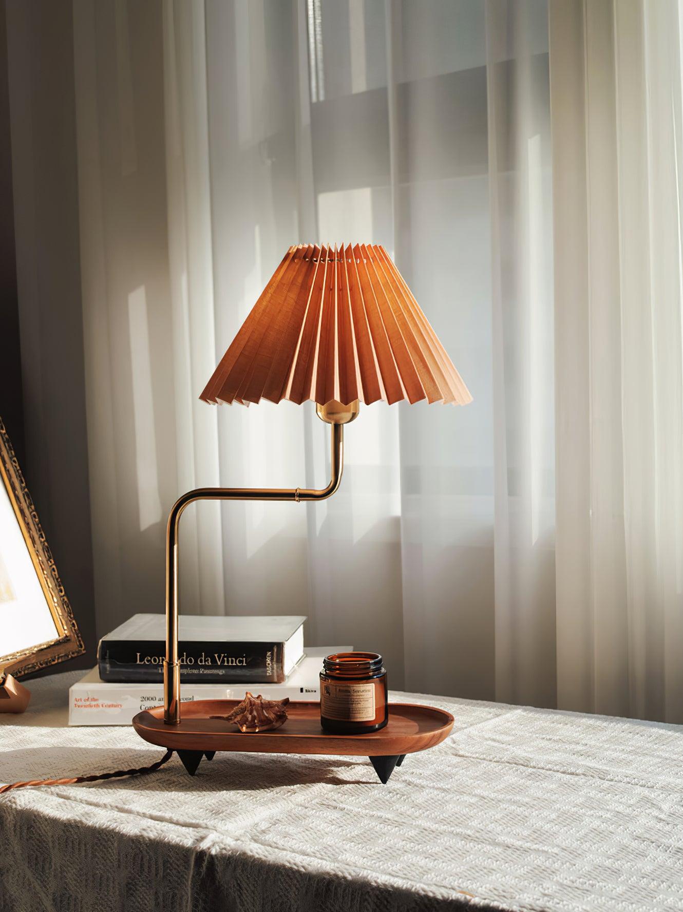 Teldes Wooden Fabric Vintage Table Lamp-Neutral Decor