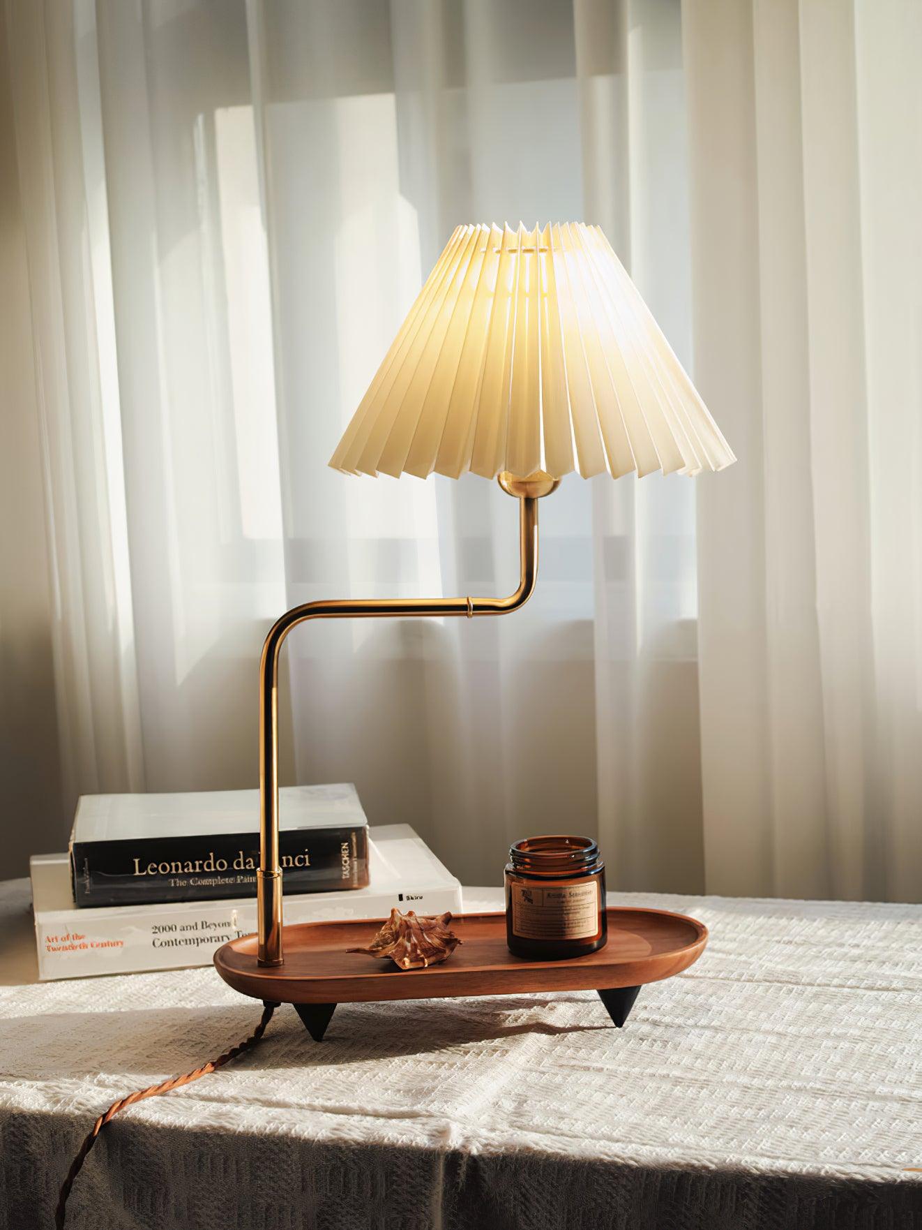 Teldes Wooden Fabric Vintage Table Lamp-Neutral Decor