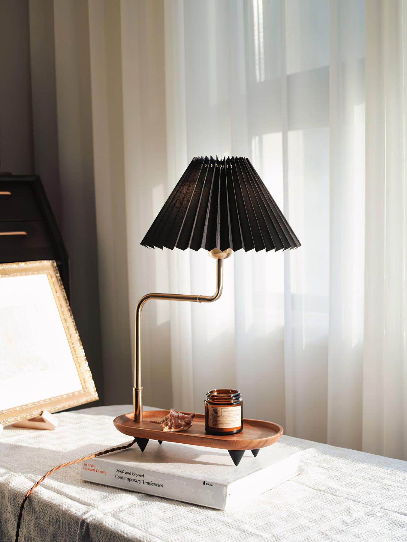 Teldes Wooden Fabric Vintage Table Lamp-Neutral Decor
