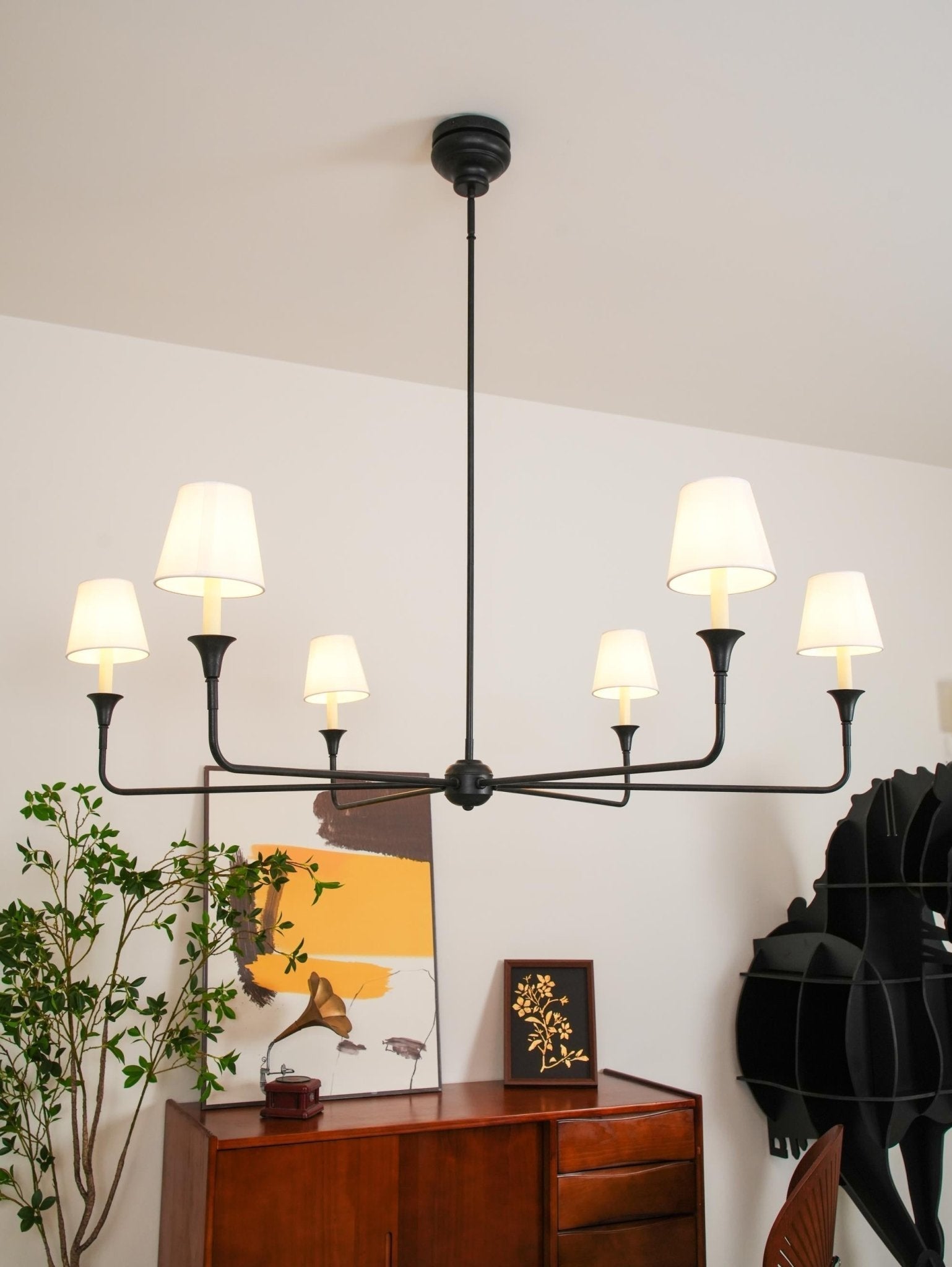 Keveny Pendant Lamp Black Candle Tapered-Neutral Decor