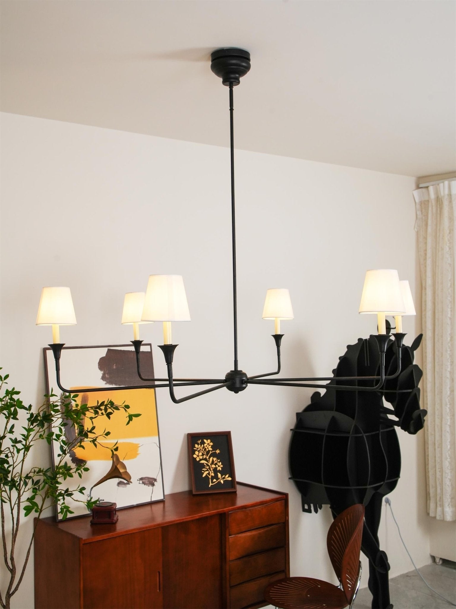 Keveny Pendant Lamp Black Candle Tapered-Neutral Decor