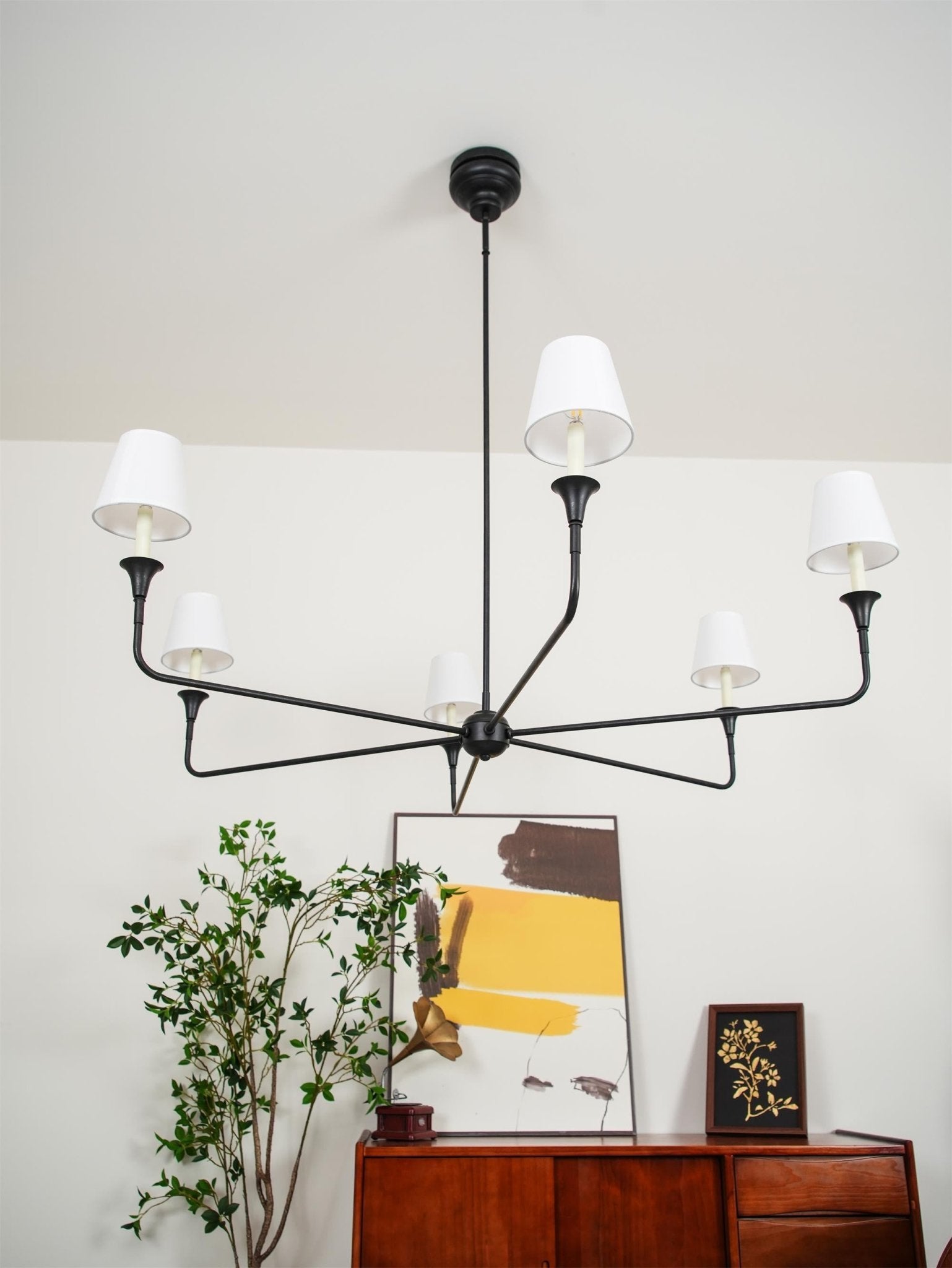 Keveny Pendant Lamp Black Candle Tapered-Neutral Decor