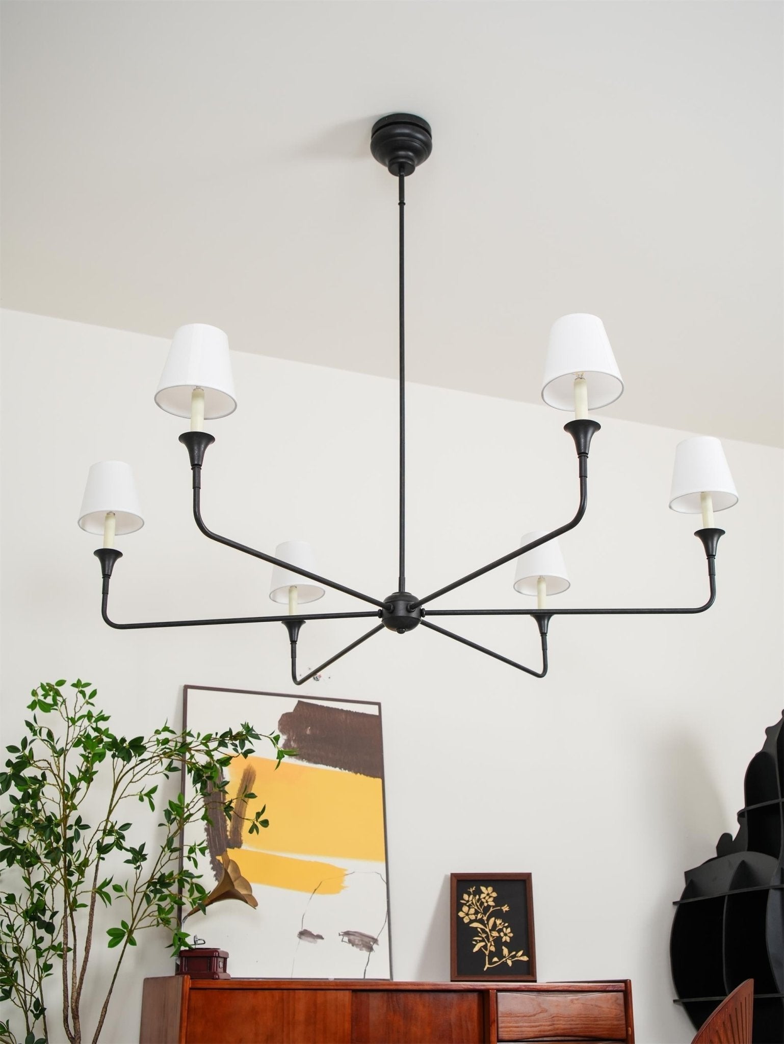 Keveny Pendant Lamp Black Candle Tapered-Neutral Decor