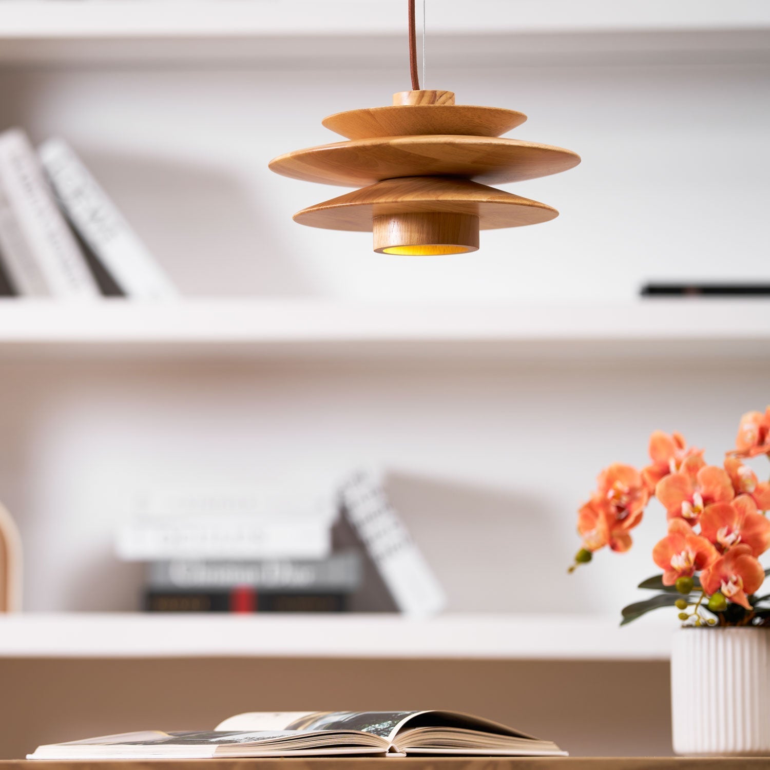 Elorda Wooden Retro Pendant Light-Neutral Decor
