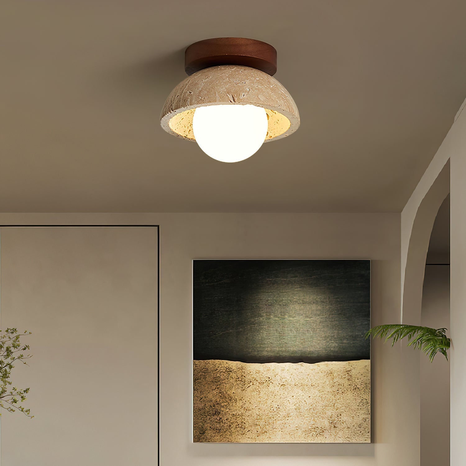 Mysa Minimalist Travertine Ceiling Light - Neutralighting