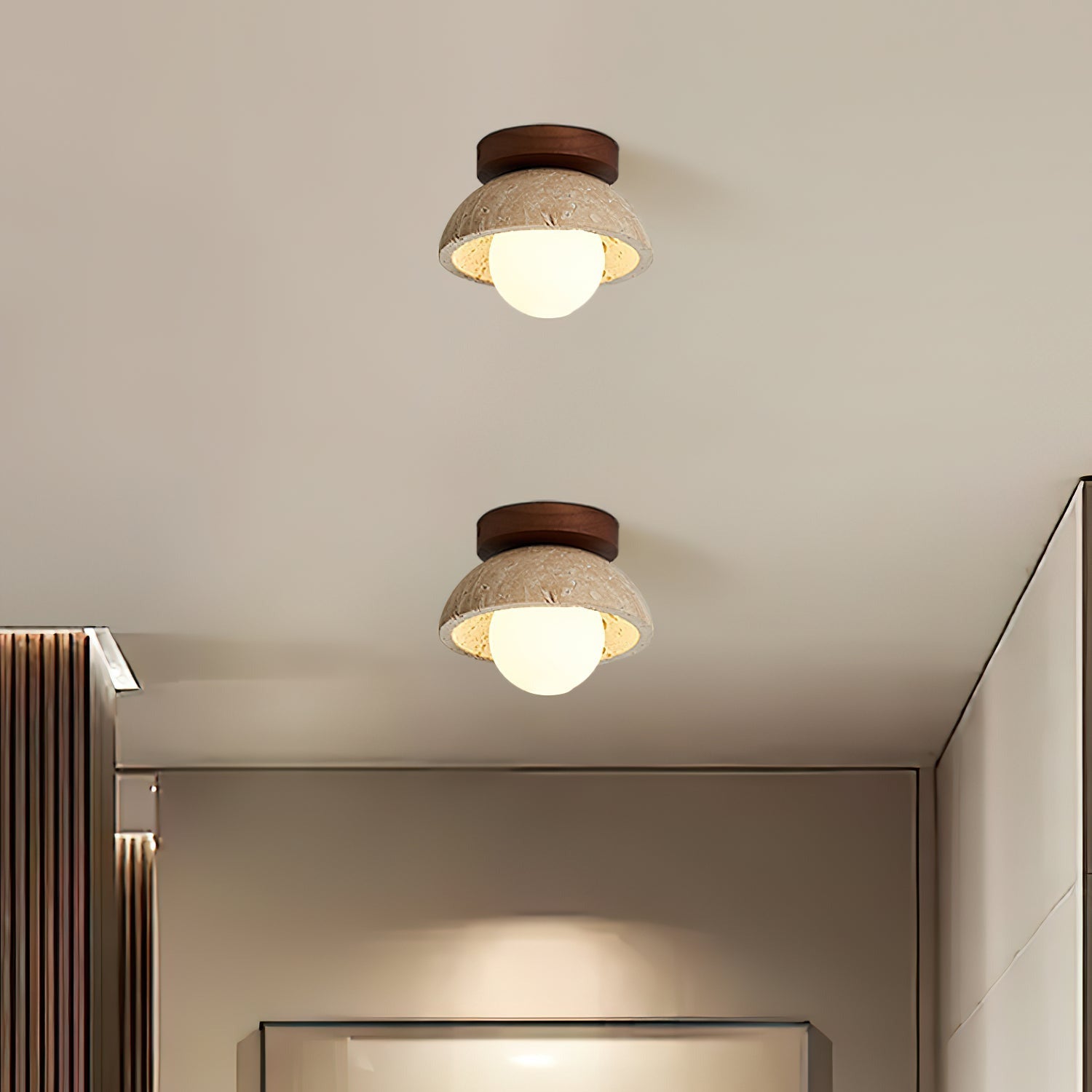 Mysa Minimalist Travertine Ceiling Light - Neutralighting