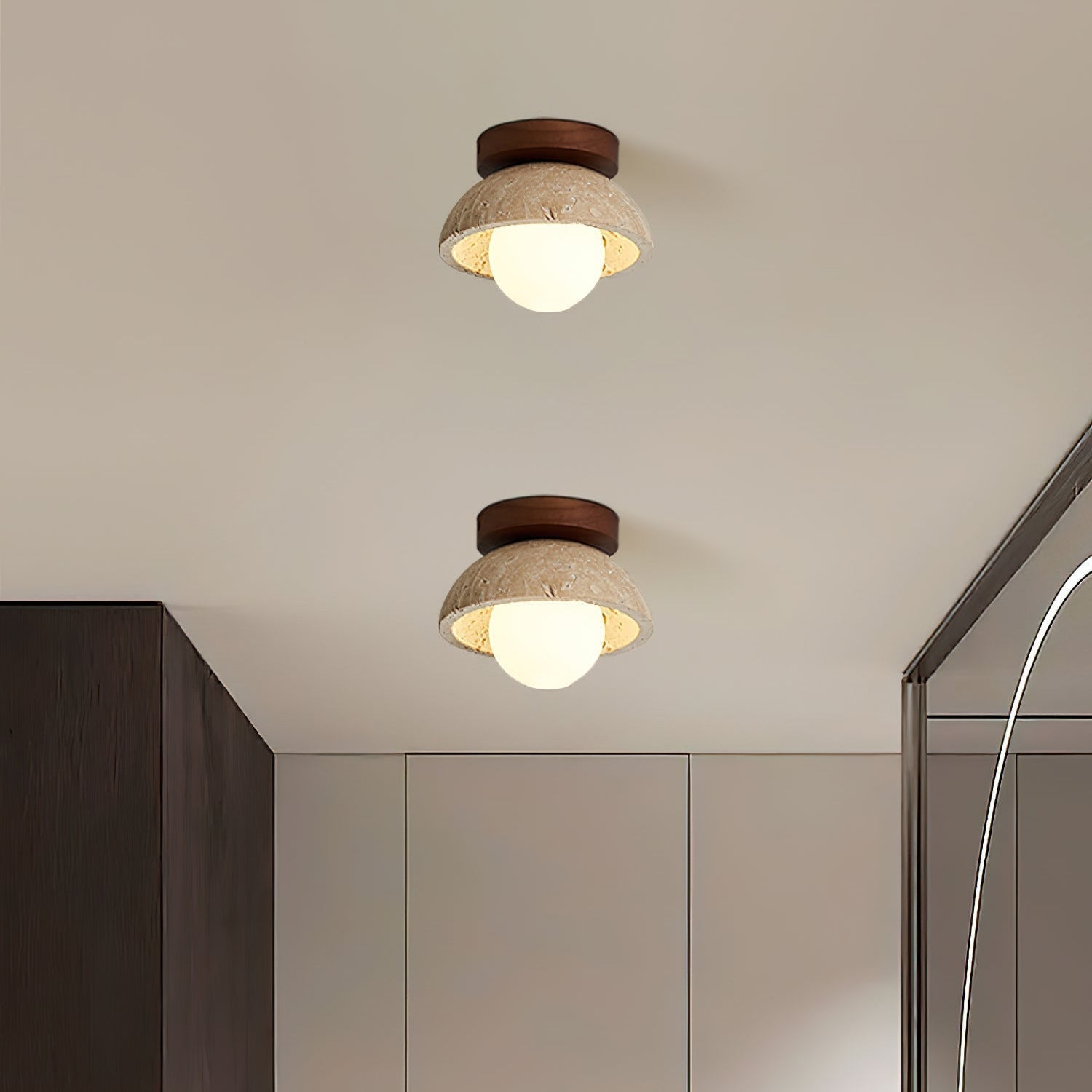 Mysa Minimalist Travertine Ceiling Light - Neutralighting