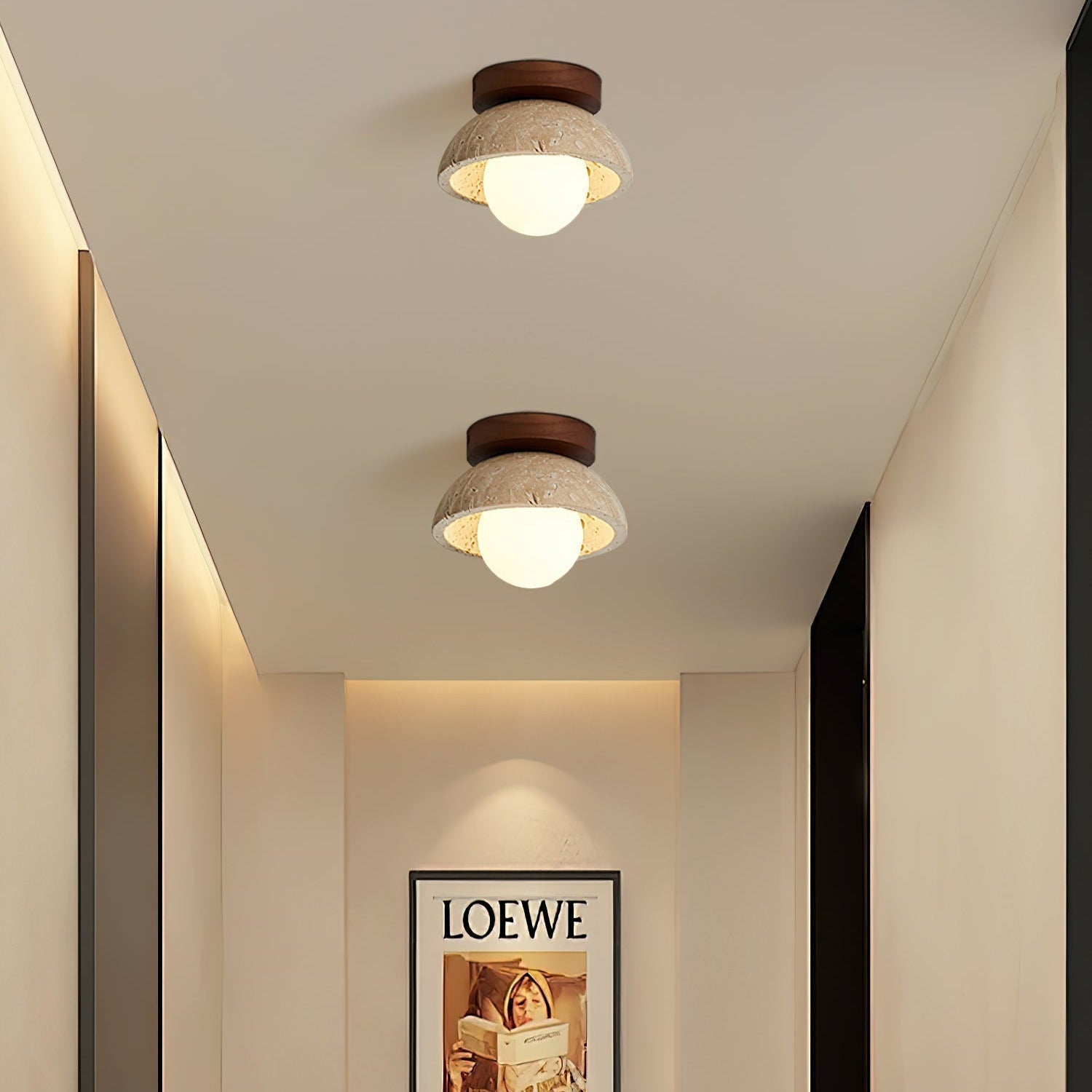 Mysa Minimalist Travertine Ceiling Light - Neutralighting