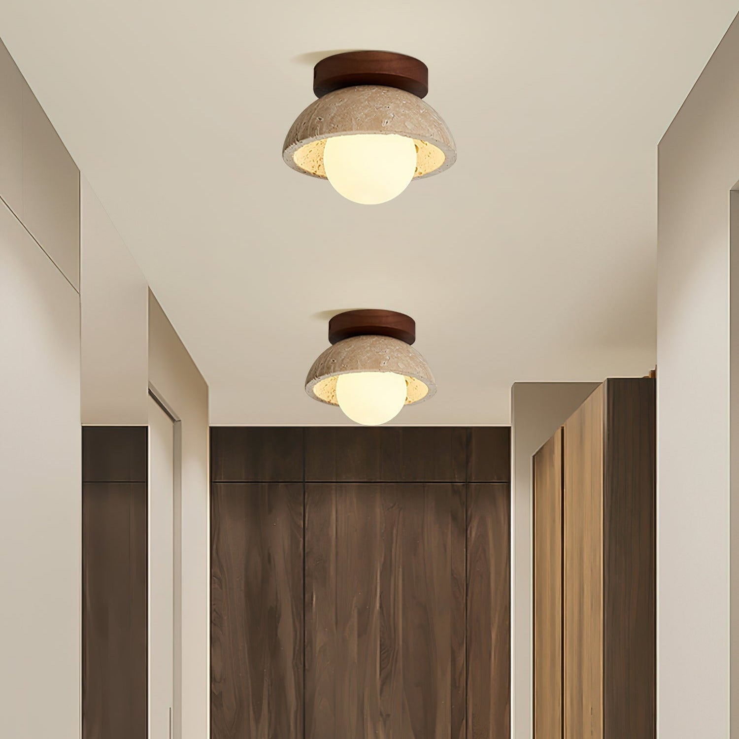 Mysa Minimalist Travertine Ceiling Light - Neutralighting