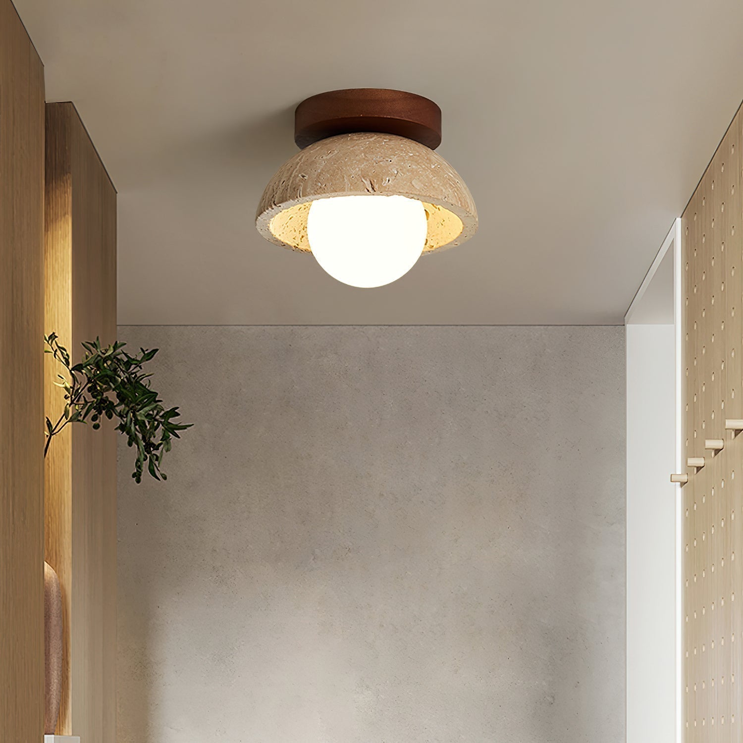 Mysa Minimalist Travertine Ceiling Light - Neutralighting