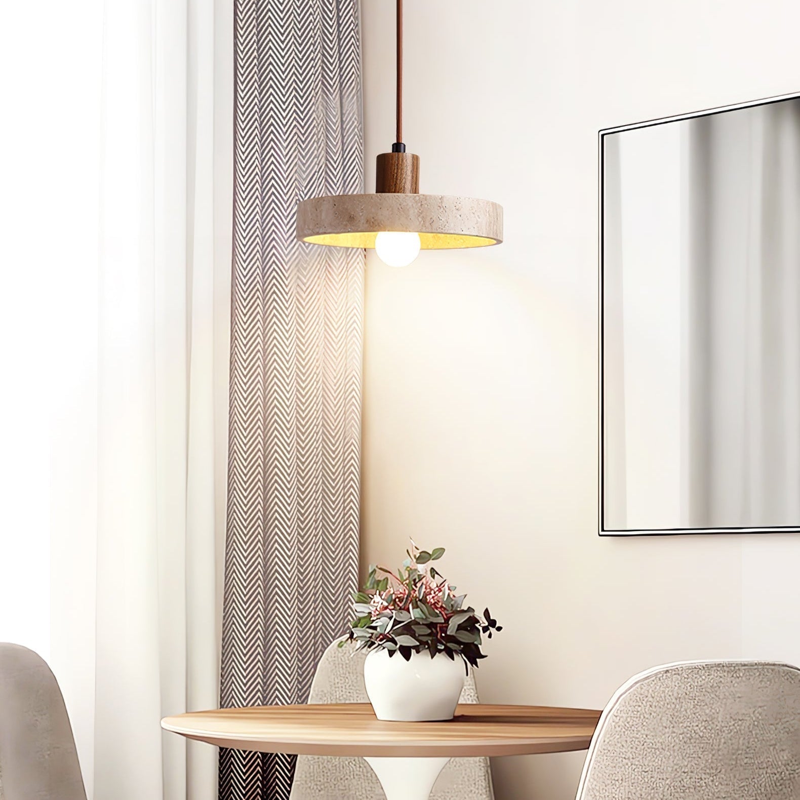 Varix Travertine Pendant Light-Neutral Decor