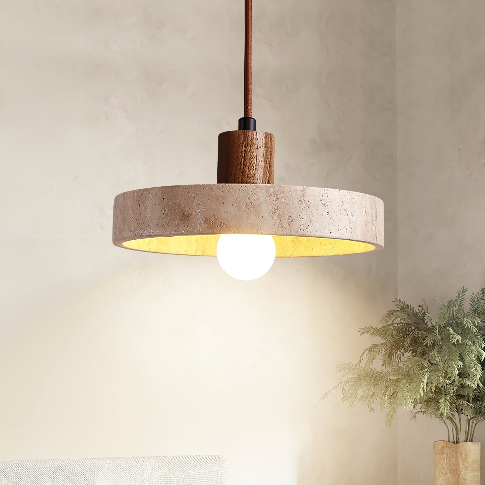 Varix Travertine Pendant Light-Neutral Decor