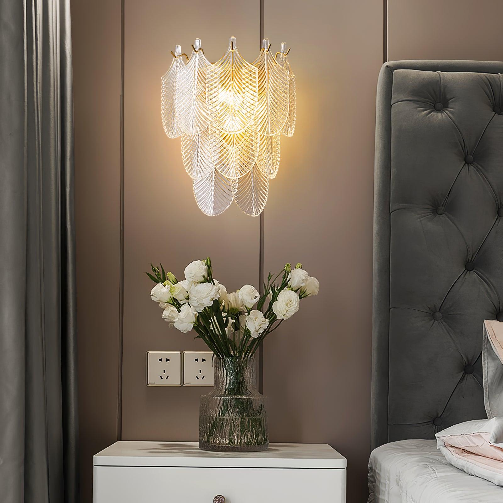 Eveno Metal Glass Leaf-inspired Wall Sconce-Neutral Decor