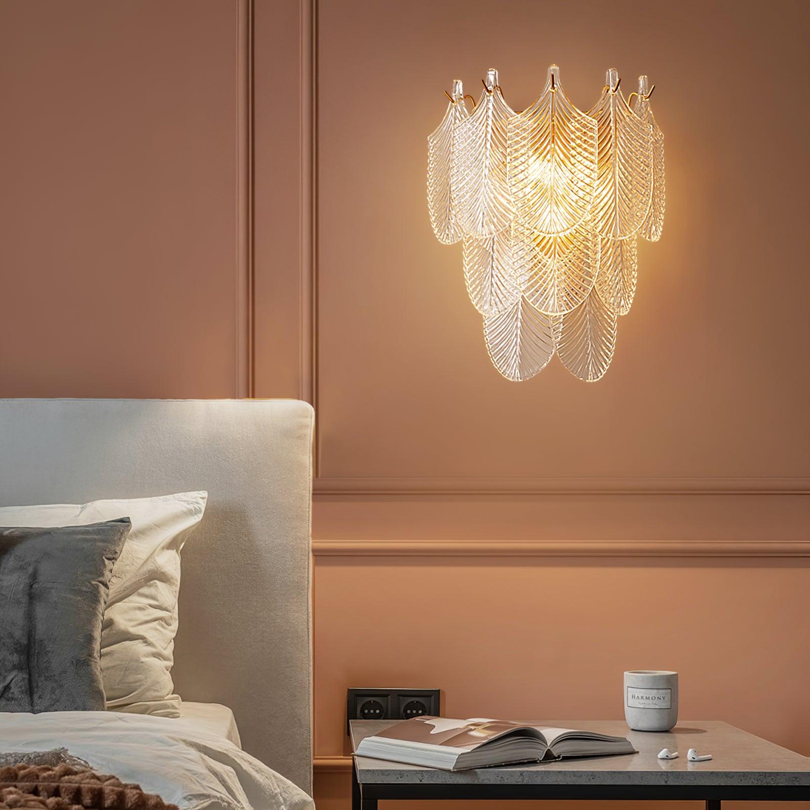 Eveno Metal Glass Leaf-inspired Wall Sconce-Neutral Decor