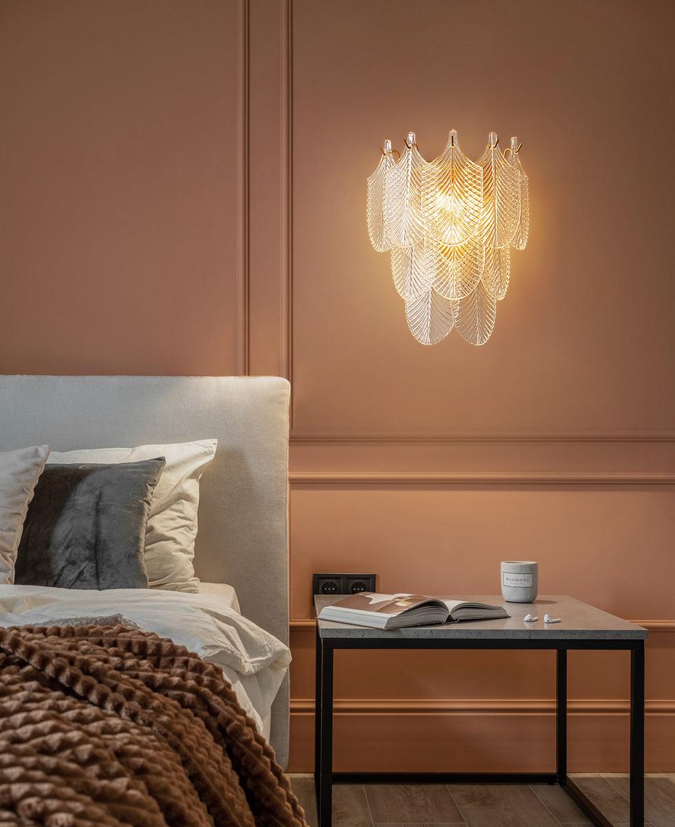 Eveno Metal Glass Leaf-inspired Wall Sconce-Neutral Decor