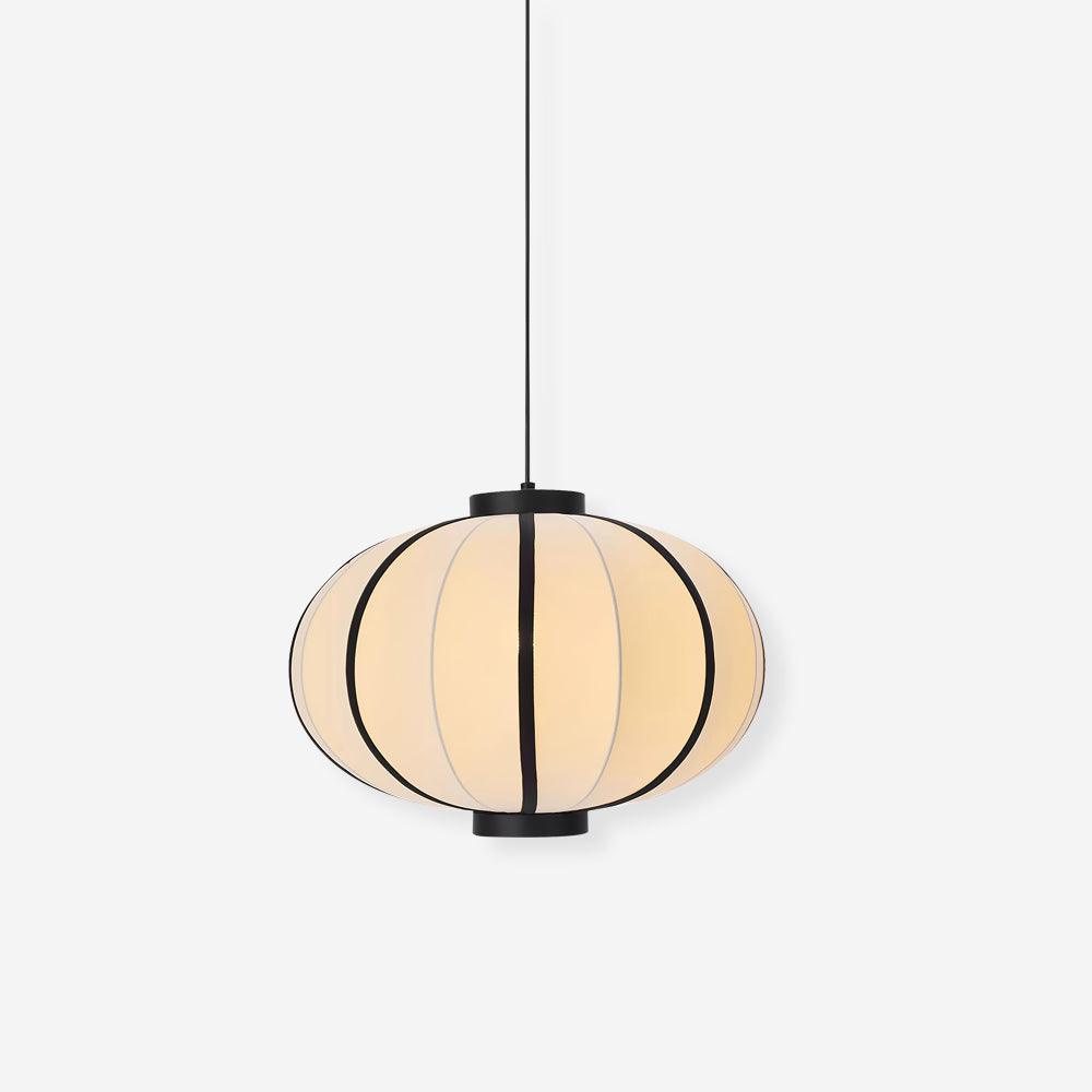 Pendant Lamp Fabric Lantern Shade Metal Frame Vintage