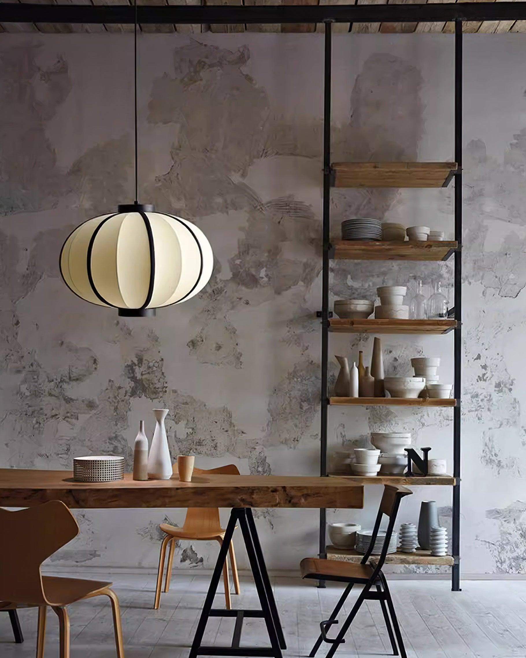 Lumara Pendant Lamp Fabric Lantern Frame Vintage-Neutral Decor