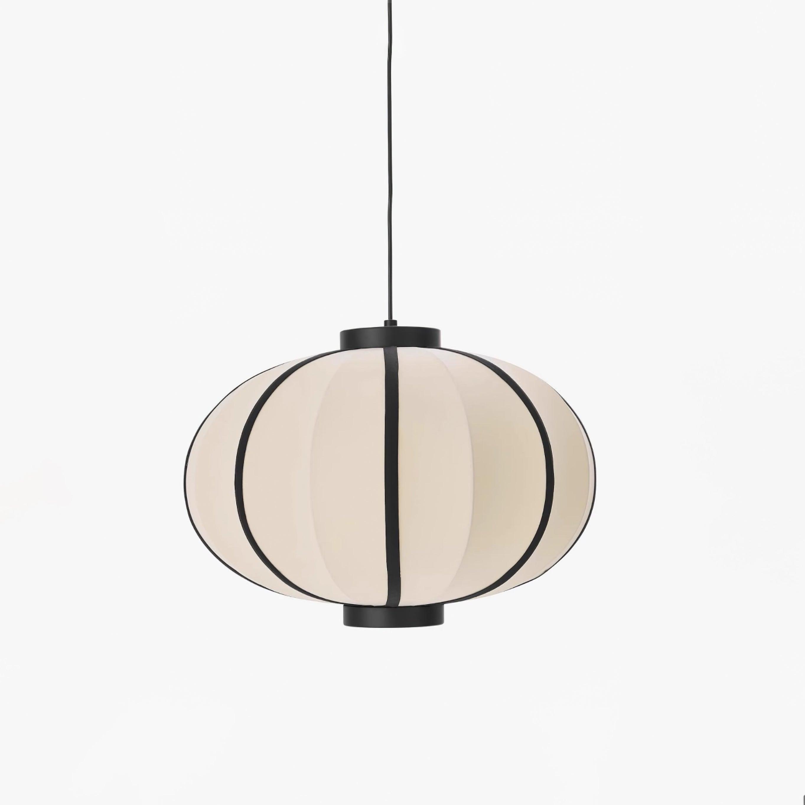 Pendant Lamp Fabric Lantern Shade Metal Frame Vintage