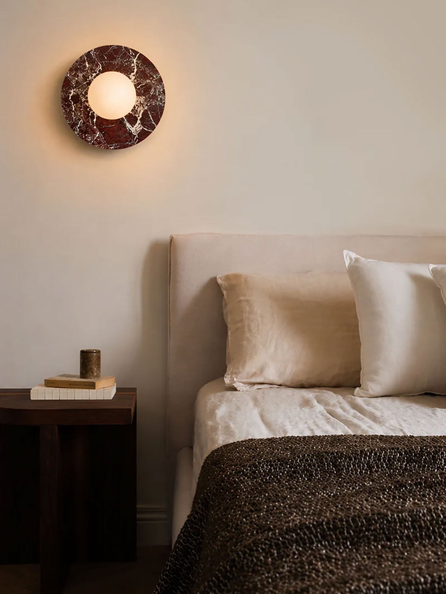 Pietraluna Round Stone Disc Wall Sconce-Neutral Decor