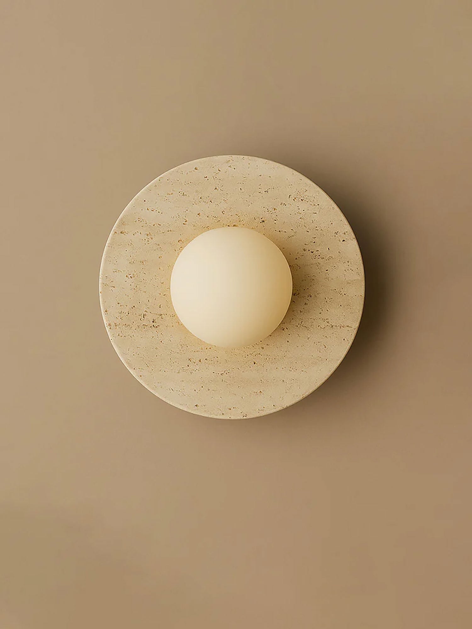 Pietraluna Round Stone Disc Wall Sconce-Neutral Decor