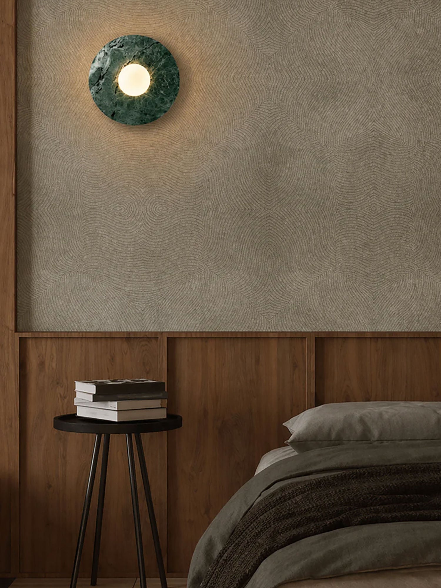Pietraluna Round Stone Disc Wall Sconce-Neutral Decor