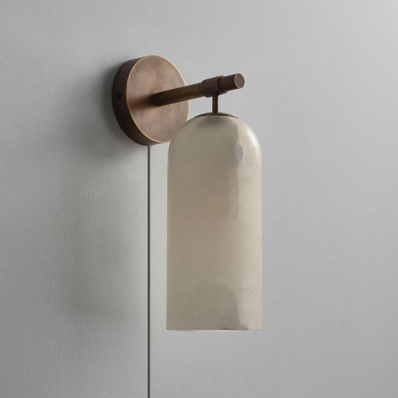 Pillar Alabaster Plug-in Wall Sconce-Neutral Decor
