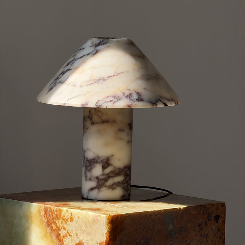 Pillar Stone Table Light, Cyan Onyx, against a white background.