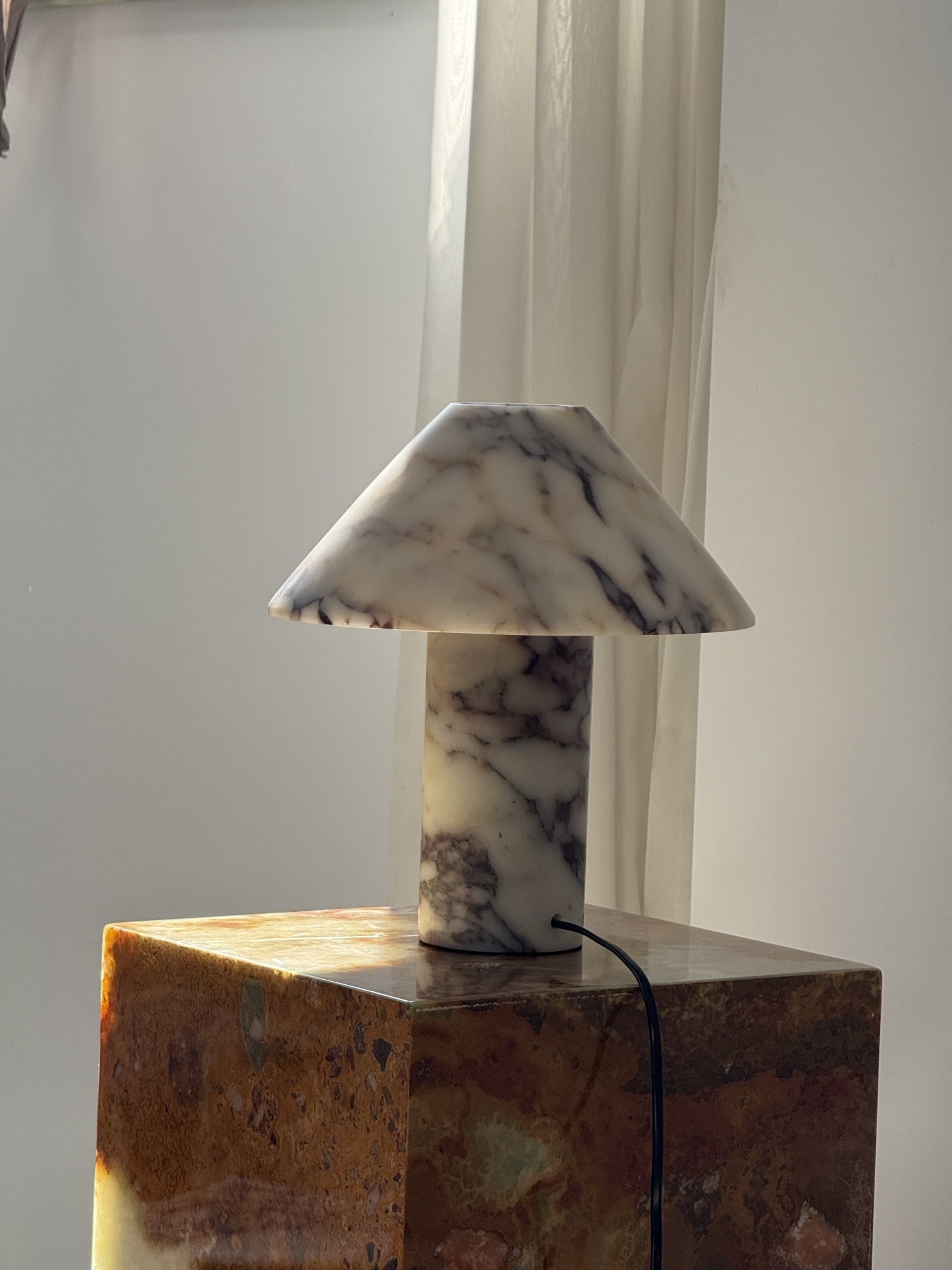 Side profile of the Pillar Stone Table Light.