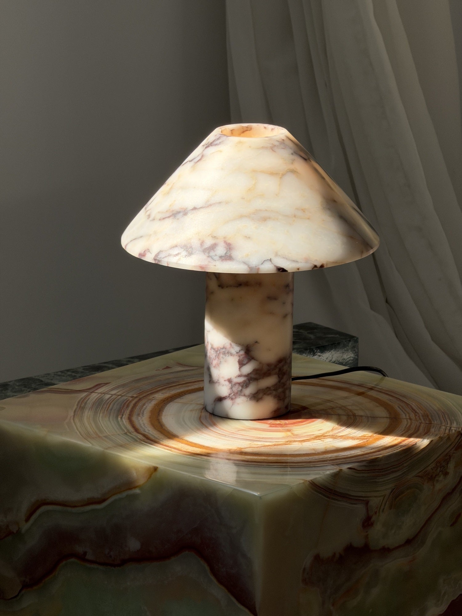 Detail shot of the Cyan Onyx material.