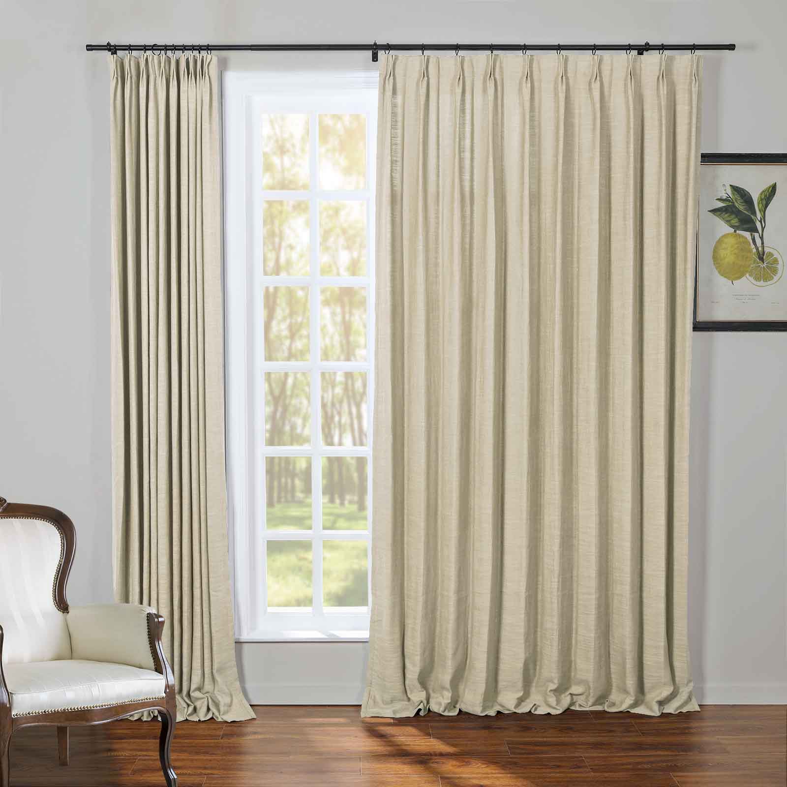 Kelly Flax Linen Curtains & Drapes Pleated-Neutral Decor