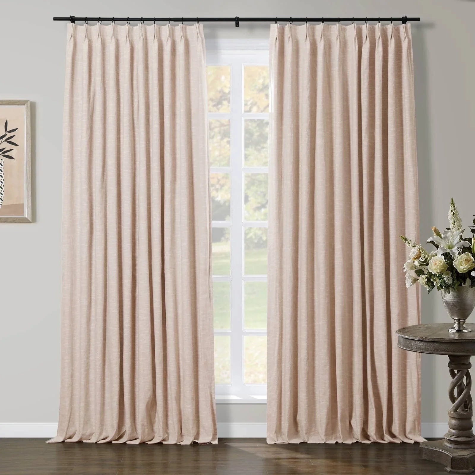 Jenna Linen Curtains & Drapes Pleated-Neutral Decor