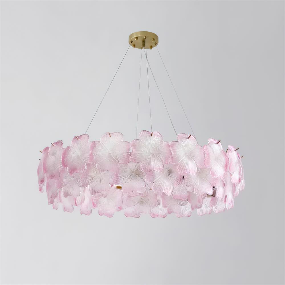Ophelis Pink Flower Glass Chandelier