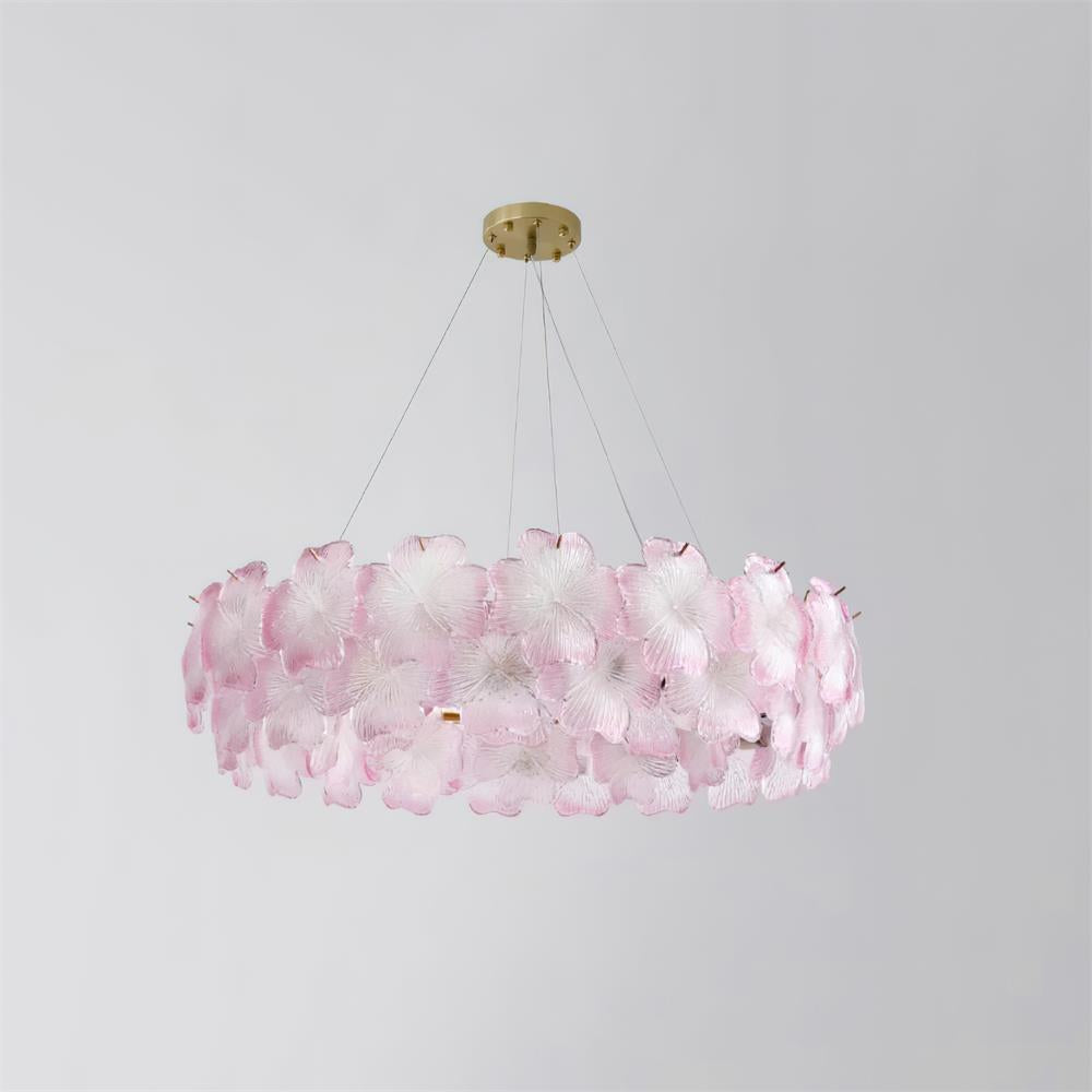 Ophelis Pink Flower Glass Chandelier