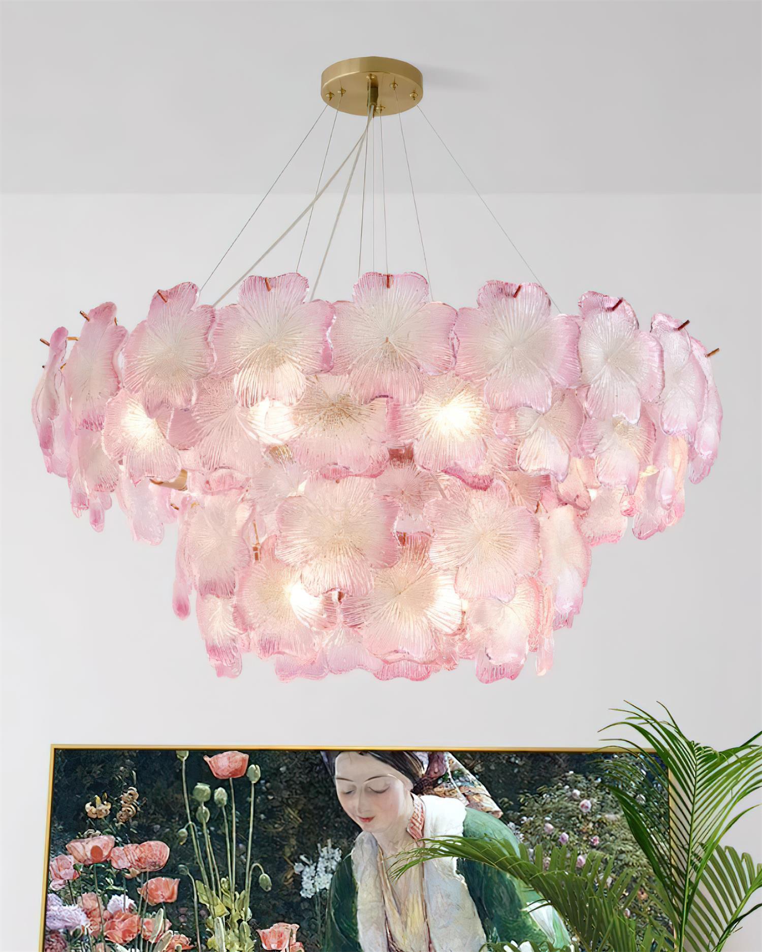 Ophelis Pink Flower Glass Chandelier