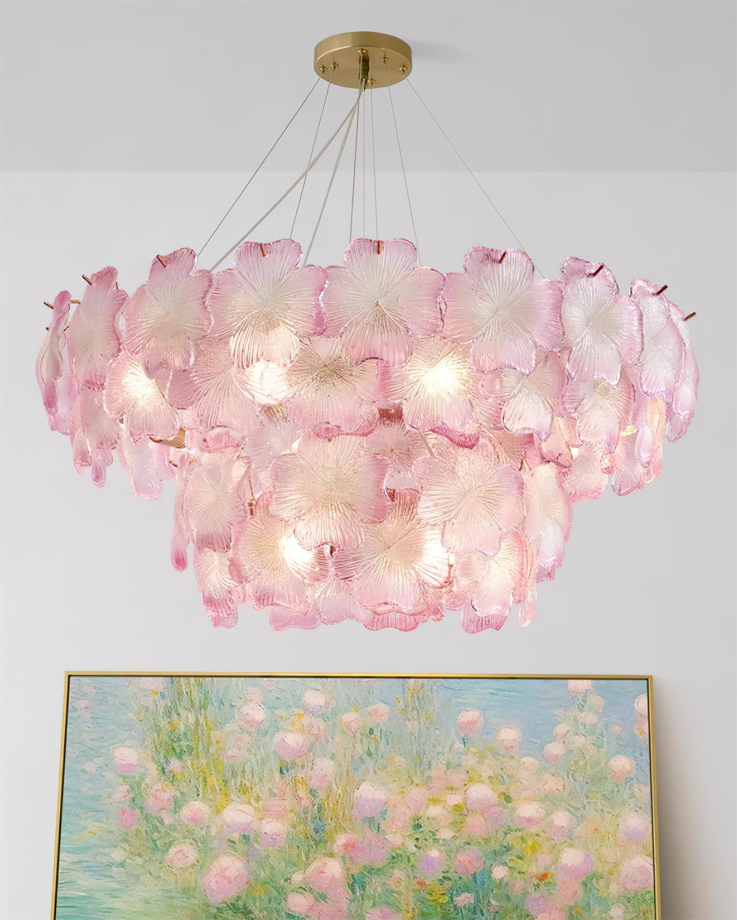 Ophelis Pink Flower Glass Chandelier
