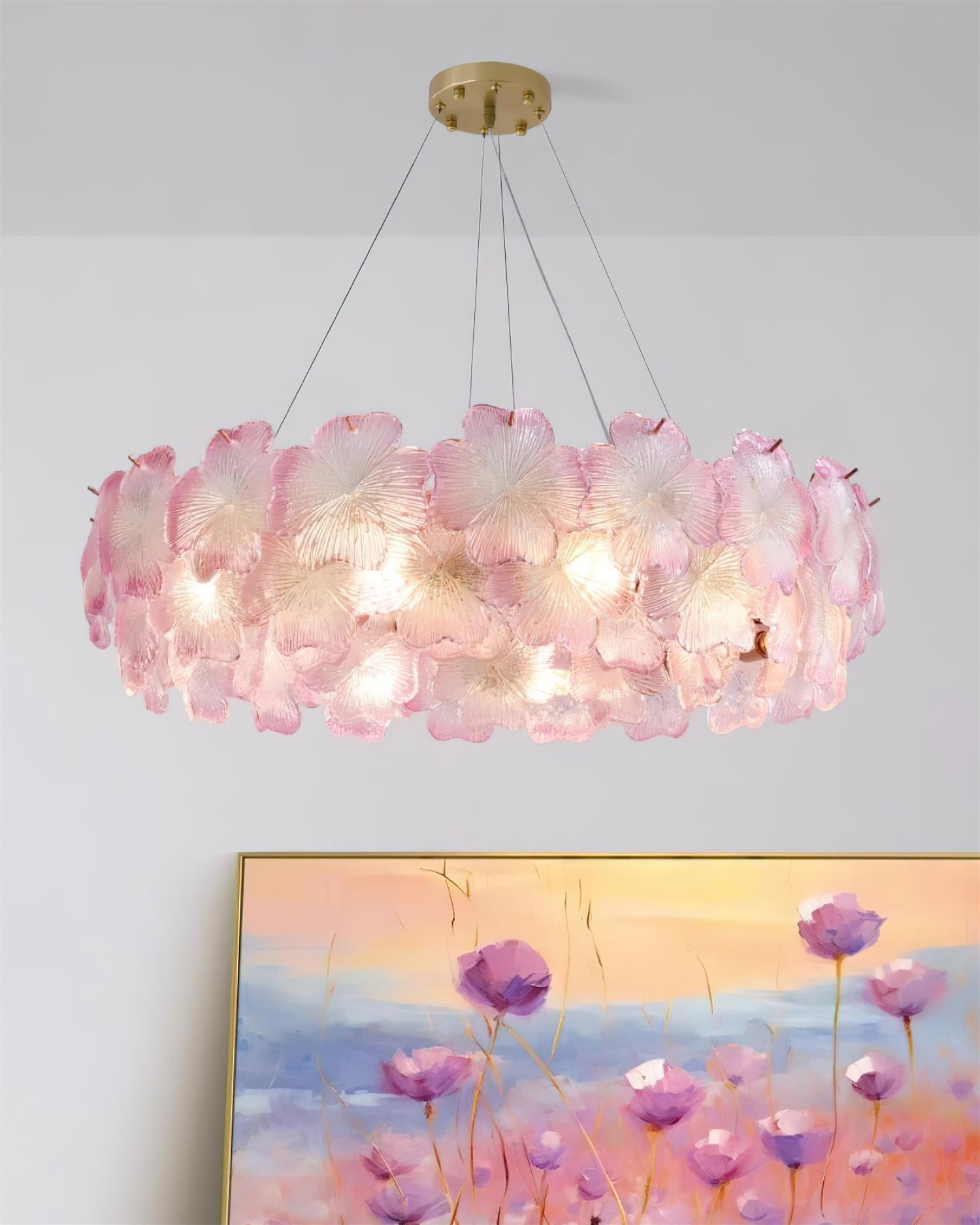 Ophelis Pink Flower Glass Chandelier