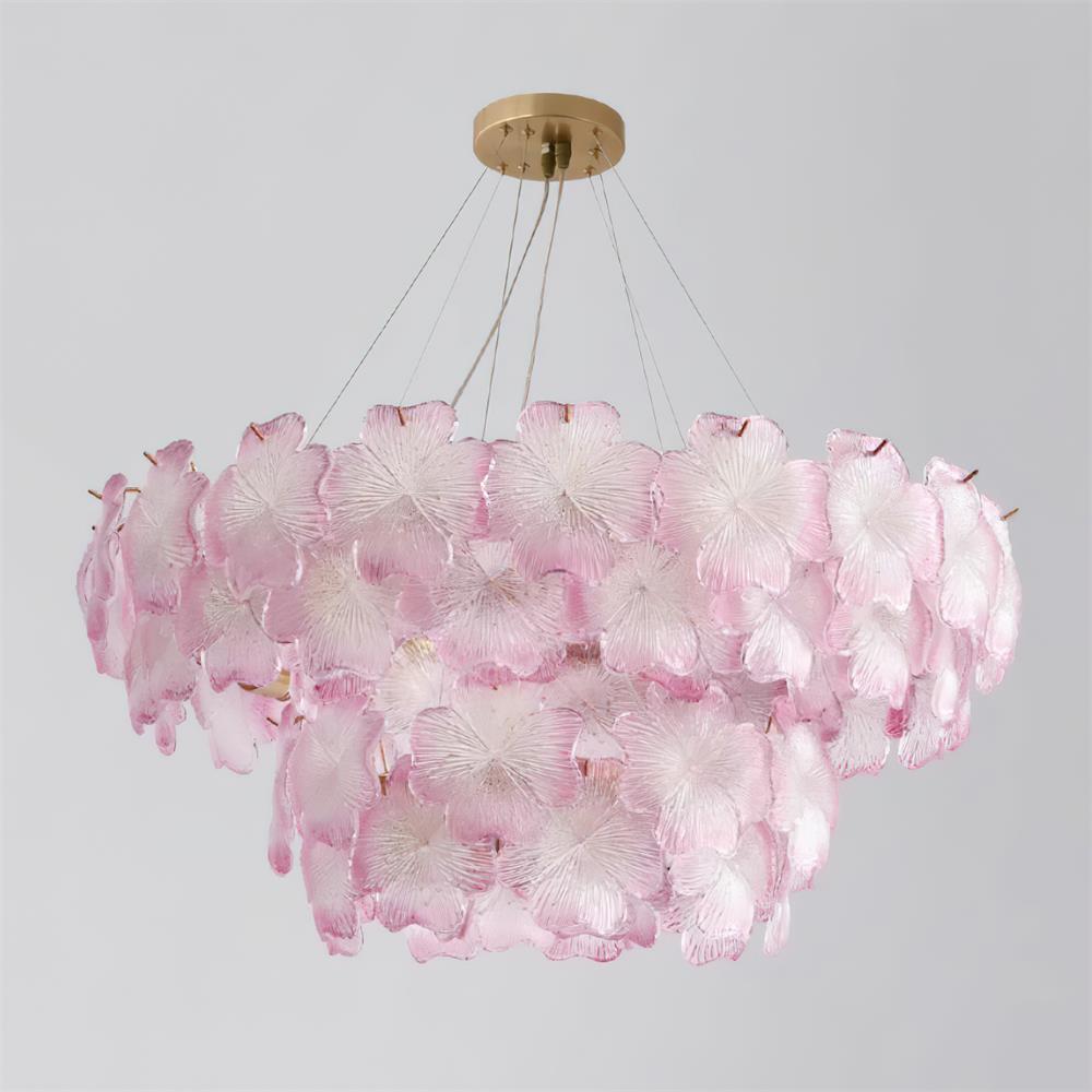 Ophelis Pink Flower Glass Chandelier