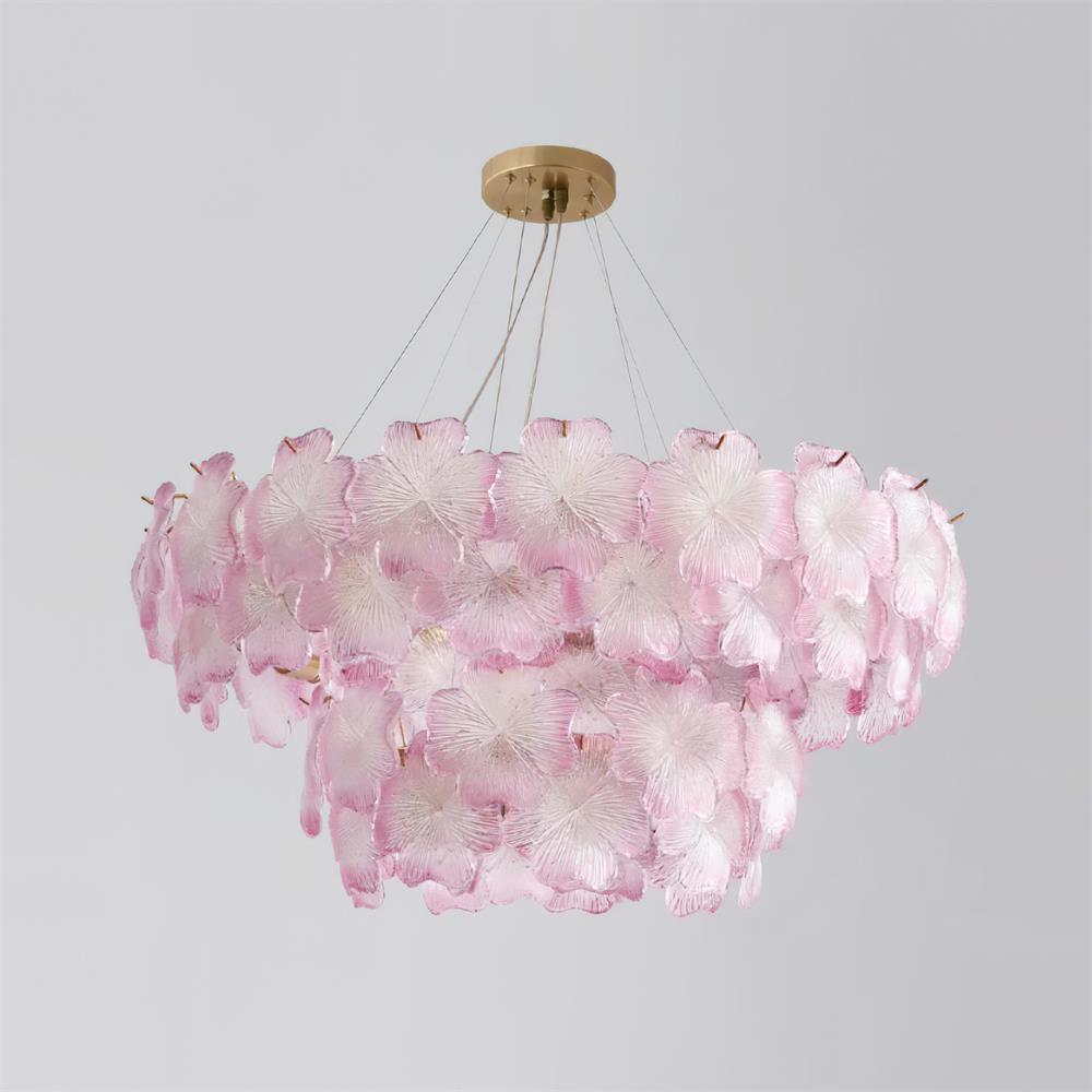 Ophelis Pink Flower Glass Chandelier