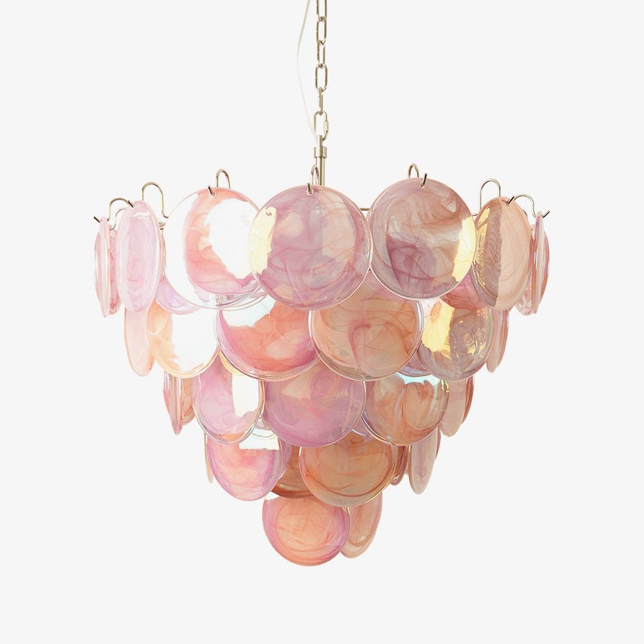 Ault Chandelier Pink Murano Disc Layered Contemporary-Neutral Decor