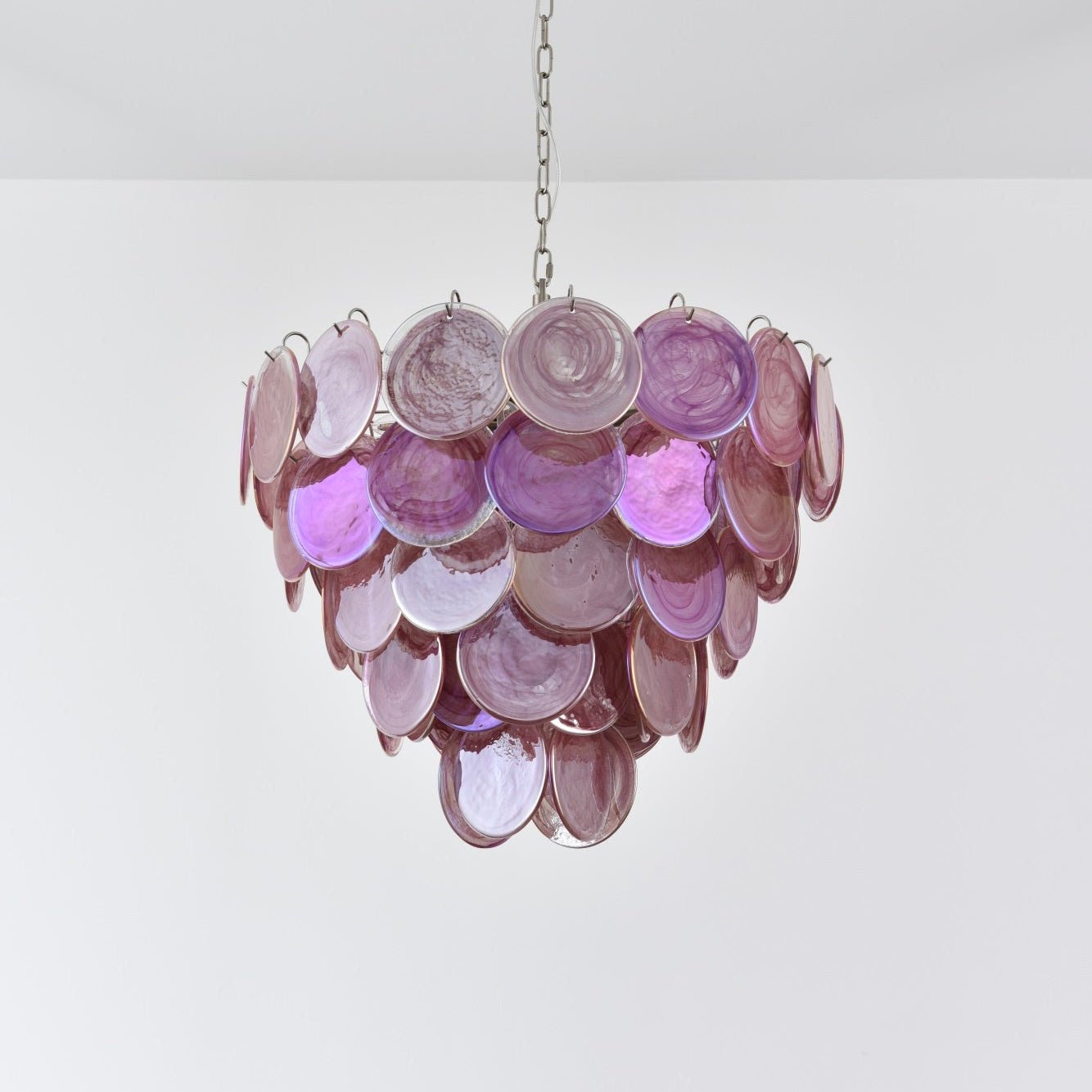 Ault Chandelier Pink Murano Disc Layered Contemporary-Neutral Decor