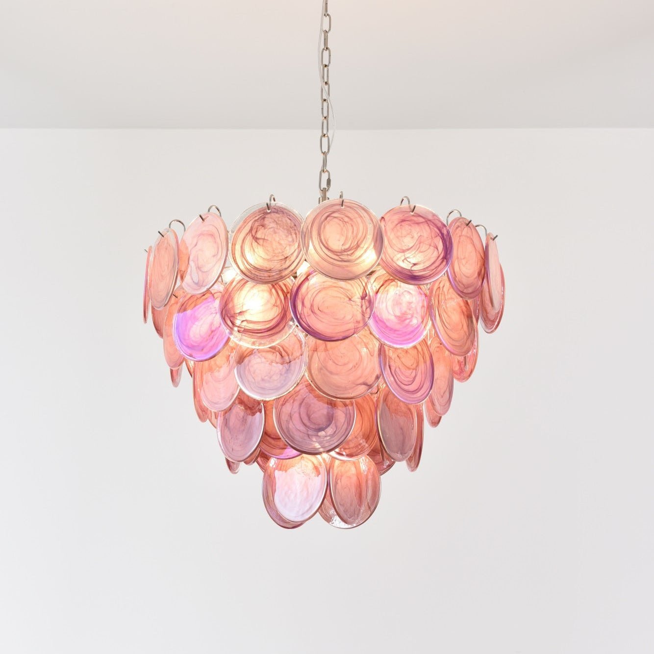 Ault Chandelier Pink Murano Disc Layered Contemporary-Neutral Decor