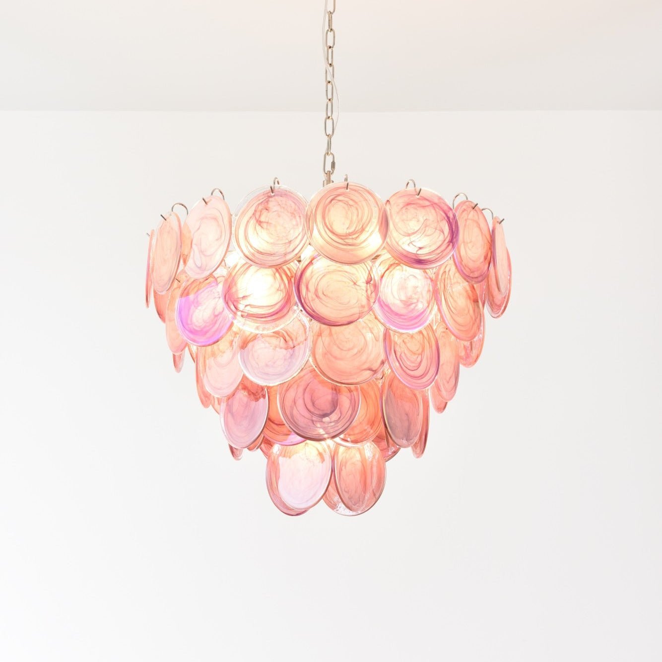 Ault Chandelier Pink Murano Disc Layered Contemporary-Neutral Decor