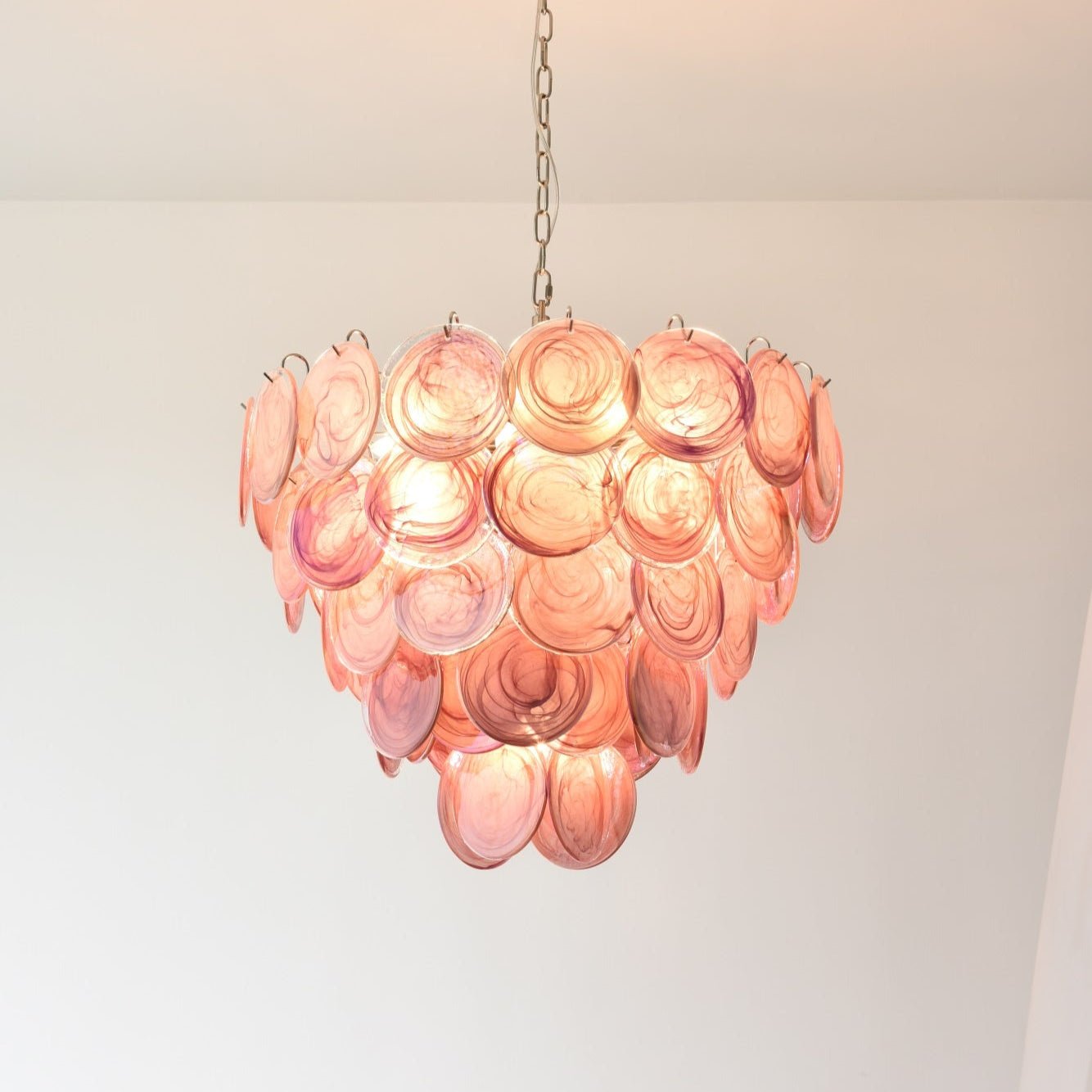 Ault Chandelier Pink Murano Disc Layered Contemporary-Neutral Decor